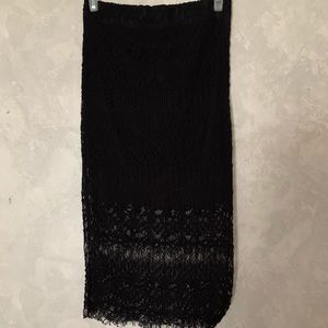 Black lace pencil skirt